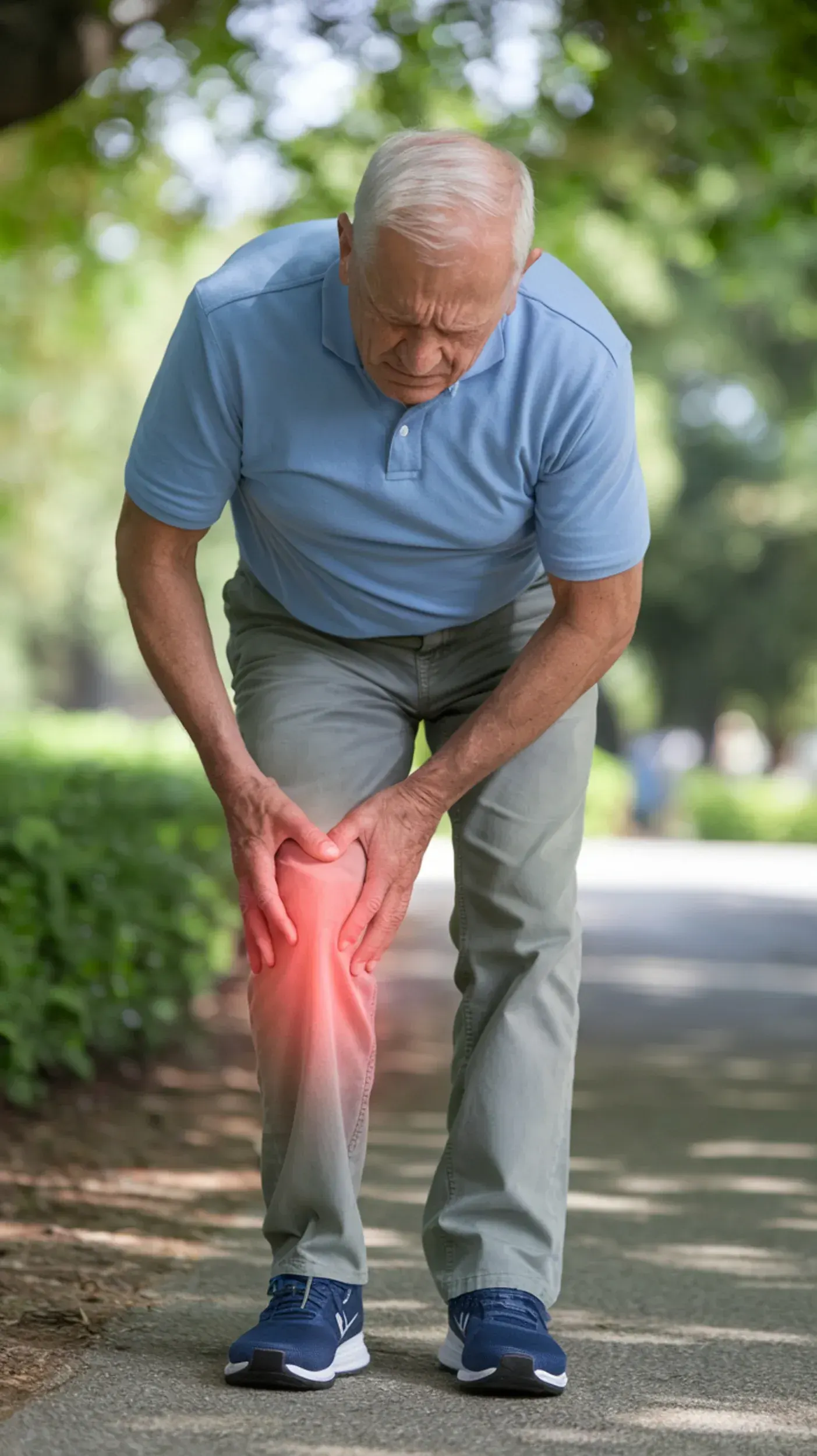 Illustration of cartilage wear in an arthritic knee joint